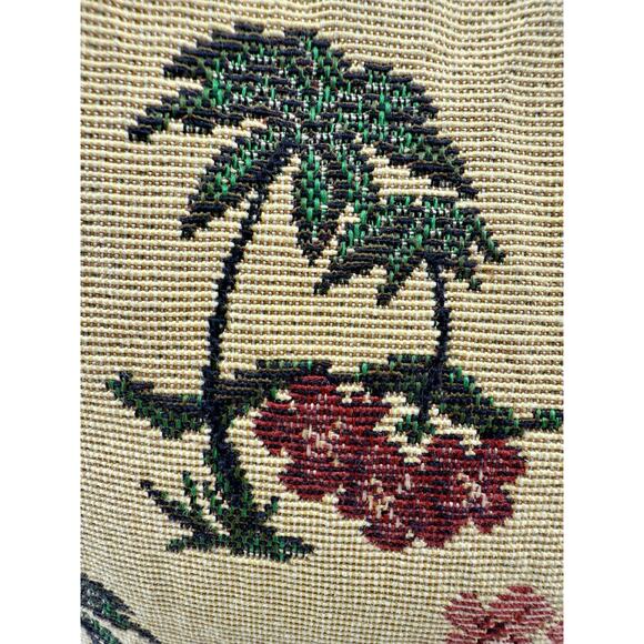 Sunny Hawaii Hula Girl Tapestry Bamboo Handle Shoulder Bag Brown Leather 12x9 - Picture 6 of 16